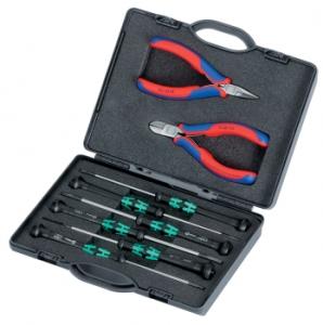 KNIPEX 00 20 18 Elektronikzangen-Set mit Werkzeugen für Arbeiten an elektronischen Bauteilen 