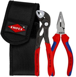 KNIPEX 00 20 72 V06 Mini-Zangenset in Werkzeuggürteltasche, 2-teilig, Spitz-Kombizange + Cobra® Hightech-Wasserpumpenzange 