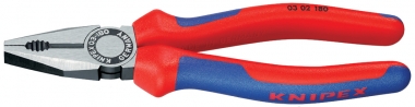 KNIPEX 03 02 180 Kombizange mit Mehrkomponenten-Hüllen schwarz atramentiert 180 mm 