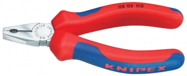 KNIPEX 08 05 110 Mini-Kombizange mit Mehrkomponenten-Hüllen verchromt 110 mm 