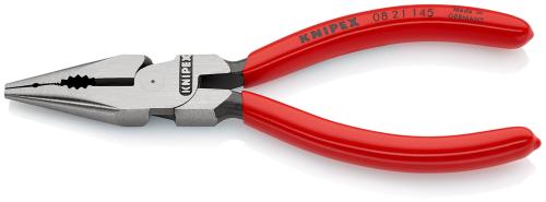KNIPEX 08 21 145 Needle-Nose Combination Pliers plastic coated black atramentized 145 mm 