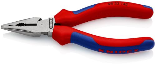 KNIPEX 08 22 145 Needle-Nose Combination Pliers with multi-component grips black atramentized 145 mm 