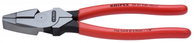 KNIPEX 09 01 240 Lineman's Pliers American style with non-slip plastic coating black atramentized 240 mm 