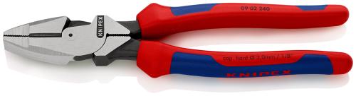 KNIPEX 09 02 240 SB Lineman's Pliers American style with multi-component grips black atramentized 240 mm 