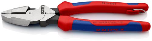 KNIPEX 09 02 240 T Lineman's Pliers with tether attachment point American style with multi-component grips, with integrated tether attachment point for a tool tether black atramentized 240 mm 