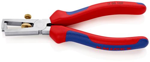 KNIPEX 11 05 160 SB Abisolierzange mit Öffnungsfeder, universal mit Mehrkomponenten-Hüllen verchromt 160 mm 