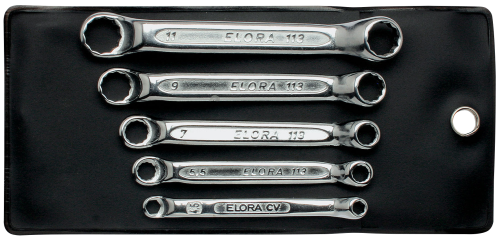 ELORA 113S 5M Double-Ended Ring Spanner-Set, extra short, 5-pcs. 4-11 mm 
