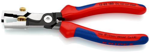 KNIPEX 13 62 180 StriX® Insulation strippers with cable shears with multi-component grips black atramentized 180 mm 