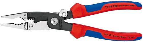 KNIPEX 13 92 200 Pliers for Electrical Installation with multi-component grips black atramentized 200 mm 