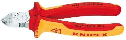 KNIPEX 14 26 160 Alicates de corte diagonal con función de pelacables aislados con fundas multicomponentes, según norma VDE cromado 160 mm 