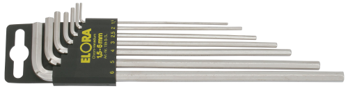 ELORA 159 S-9LA Hexagon Key Set, long, 9-pcs. 1/16"-3/8" AF, with plastic holder 