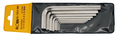 ELORA 159S-10M Hexagon key set, 10-pcs. 1,5-12 mm, with plastic wallet 