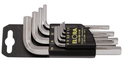 ELORA 159SK-10M Hexagon key set, 10-pcs. 1,5-12 mm, with plastic holder 