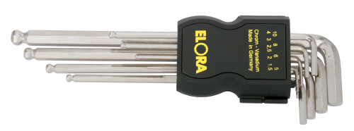 ELORA 159S-KUB Ball End Hexagon Key Set, extra long, 9-pcs. 1,5-10 mm, in plastic holder 