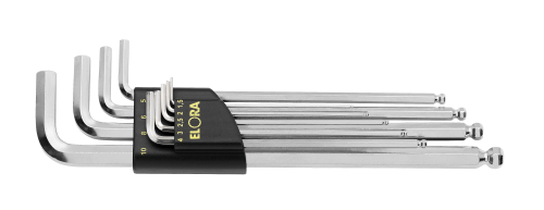 ELORA 159SKU E Ball End Hexagon Key Set, extra long, 9-pcs. 1,5-10 mm, in plastic holder 