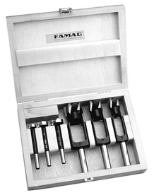 FAMAG 1628.306 Juego de 6 piezas en caja de madera con las brocas ref. 1616  & ref. 1622, Ø 15, 20, 25 mm 
