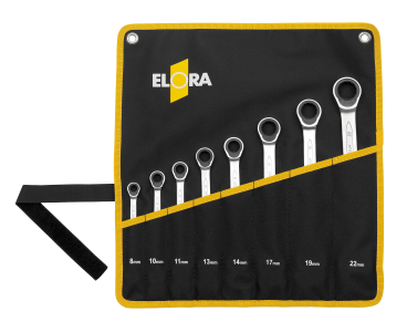 ELORA 204-S8MT Set-Combination Spanner with Ring Ratchet, 8-pcs. 8-22 mm 