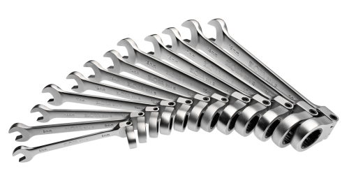 ELORA 204RS 12M Satz-Maulschlüssel mit Gelenk-Ringratsche, 12-teilig 