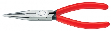 KNIPEX 25 01 125 Flachrundzange mit Schneide (Radiozange) mit Kunststoff überzogen schwarz atramentiert 125 mm 