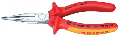 KNIPEX 25 06 160 Alicate de montaje (alicate de radio) aislados con fundas multicomponentes, según norma VDE cromado 160 mm 