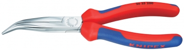 KNIPEX 26 25 200 Flachrundzange mit Schneide (Storchschnabelzange) mit Mehrkomponenten-Hüllen verchromt 200 mm 