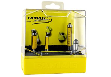 FAMAG 3101.904 Bündigfräser, Satz, 4-teilig, Fräser mit Anlauflager und 8 mm Schaft  