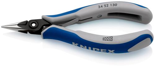 KNIPEX 34 52 130 Precision Electronics Gripping Pliers with multi-component grips burnished 130 mm 