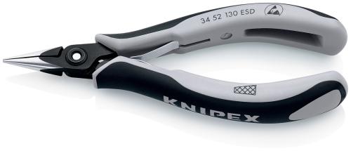 KNIPEX 34 52 130 ESD Präzisions-Elektronik-Greifzange ESD mit Mehrkomponenten-Hüllen brüniert 130 mm 