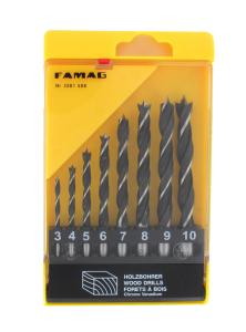 FAMAG 3501.508 Brad Point Drill Bit, CV, 8 pcs. Set in plastic box. Ø 3, 4, 5, 6, 7, 8, 9, 10 mm<br><br>8 pcs. Set in plastic box. Ø 3, 4, 5, 6, 7, 8, 9 and 10 mm 