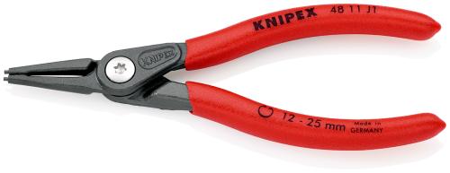 KNIPEX 48 11 J1 SB Präzisions-Sicherungsringzange für Innenringe in Bohrungen mit rutschhemmendem Kunststoff überzogen grau atramentiert 140 mm 