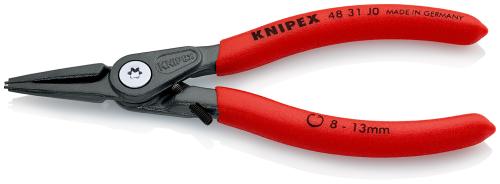 KNIPEX 48 31 J0 Präzisions-Sicherungsringzange für Innenringe in Bohrungen mit Überdehnungsschutz mit rutschhemmendem Kunststoff überzogen grau atramentiert 140 mm 
