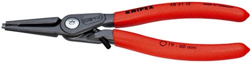 KNIPEX 48 31 J1 Präzisions-Sicherungsringzange für Innenringe in Bohrungen mit Überdehnungsschutz mit rutschhemmendem Kunststoff überzogen grau atramentiert 140 mm 