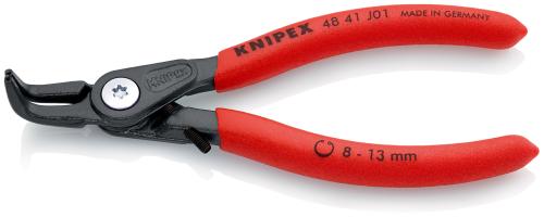 KNIPEX 48 41 J01 Präzisions-Sicherungsringzange für Innenringe in Bohrungen mit rutschhemmendem Kunststoff überzogen grau atramentiert 130 mm 