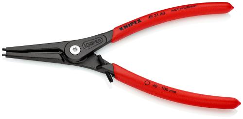 KNIPEX 49 31 A3 Präzisions-Sicherungsringzange für Außenringe auf Wellen mit Überdehnungsschutz mit rutschhemmendem Kunststoff überzogen grau atramentiert 225 mm 