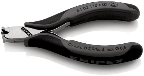 KNIPEX 64 02 115 ESD Elektronik-Vornschneider ESD mit Mehrkomponenten-Hüllen 130 mm 