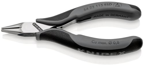 KNIPEX 64 22 115 ESD Electronics End Cutting Nippers ESD with multi-component grips 115 mm 
