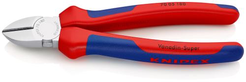 KNIPEX 70 05 180 SB Diagonal Cutter with multi-component grips chrome plated 180 mm 