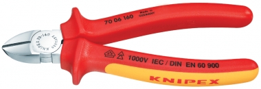 KNIPEX 70 26 160 Seitenschneider isoliert mit Mehrkomponenten-Hüllen, VDE-geprüft verchromt 160 mm 
