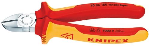KNIPEX 70 06 140 Seitenschneider isoliert mit Mehrkomponenten-Hüllen, VDE-geprüft verchromt 140 mm 