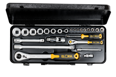 ELORA 714-6MU Socket Set 1/4" + 1/2", hexagon, 25-pcs. 