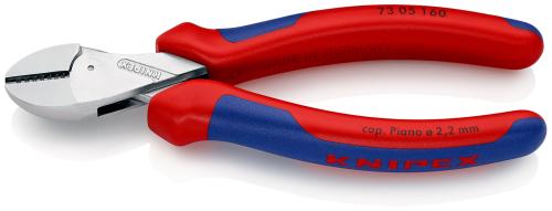KNIPEX 73 05 160 SB X-Cut® Compact Diagonal Cutter high lever transmission with multi-component grips chrome plated 160 mm 