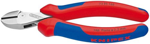 KNIPEX 73 05 160 X-Cut® Compact Diagonal Cutter high lever transmission with multi-component grips chrome plated 160 mm 
