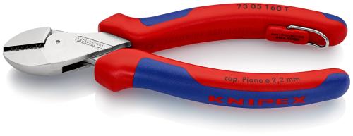 KNIPEX 73 05 160 T X-Cut® Kompakt-Seitenschneider mit Mehrkomponenten-Hüllen, mit integrierter Befestigungsöse zum Anbringen einer Absturzsicherung verchromt 160 mm 
