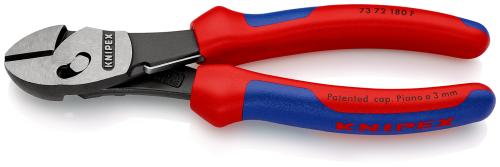 KNIPEX 73 72 180 F TwinForce® High Performance Diagonal Cutters with opening spring with multi-component grips black atramentized 180 mm 