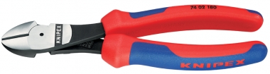 KNIPEX 74 02 140 High Leverage Diagonal Cutter with multi-component grips black atramentized 140 mm 