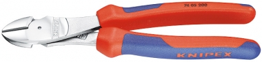 KNIPEX 74 05 200 High Leverage Diagonal Cutter with multi-component grips chrome plated 200 mm 