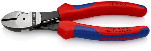 KNIPEX 74 12 180 SB High Leverage Diagonal Cutter with multi-component grips black atramentized 180 mm 
