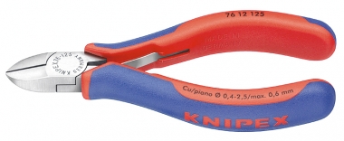 KNIPEX 76 22 125 Diagonal Cutter for electromechanics with multi-component grips black atramentized 125 mm 