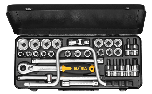 ELORA 771-LIMU Steckschlüssel-Satz 1/2", 6-kant+Innen-Sechskant, 31-teilig 10-32 mm 