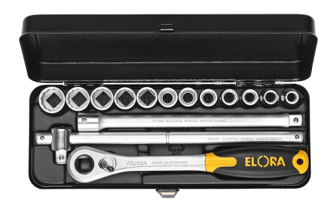 ELORA 770-LKMK Steckschlüssel-Satz 1/2", Zwölfkant, 15-teilig 10-22 mm 